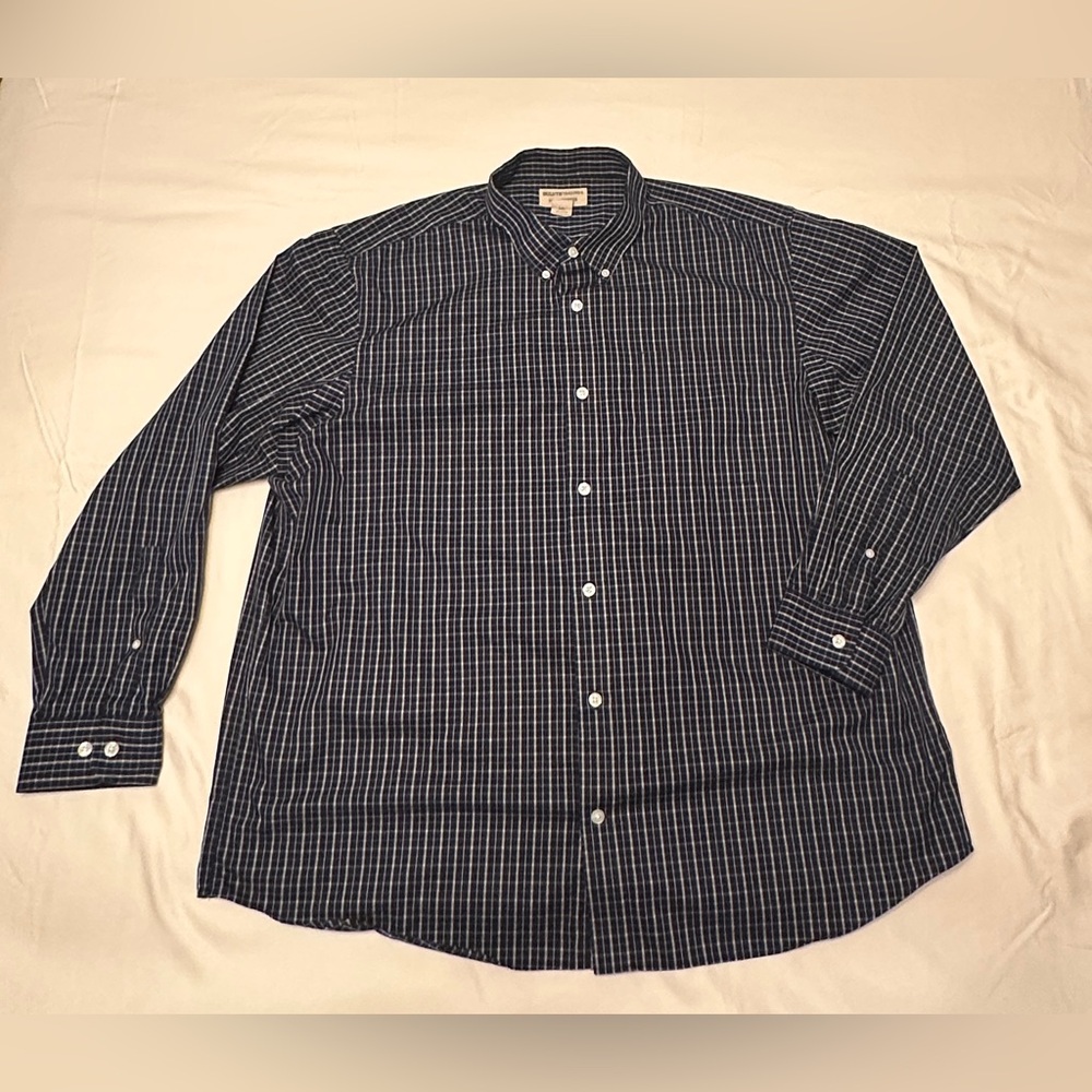 Duluth Trading Co Shirt - Wrinkle Fighter Blue White - Button Down Shirt - GUC